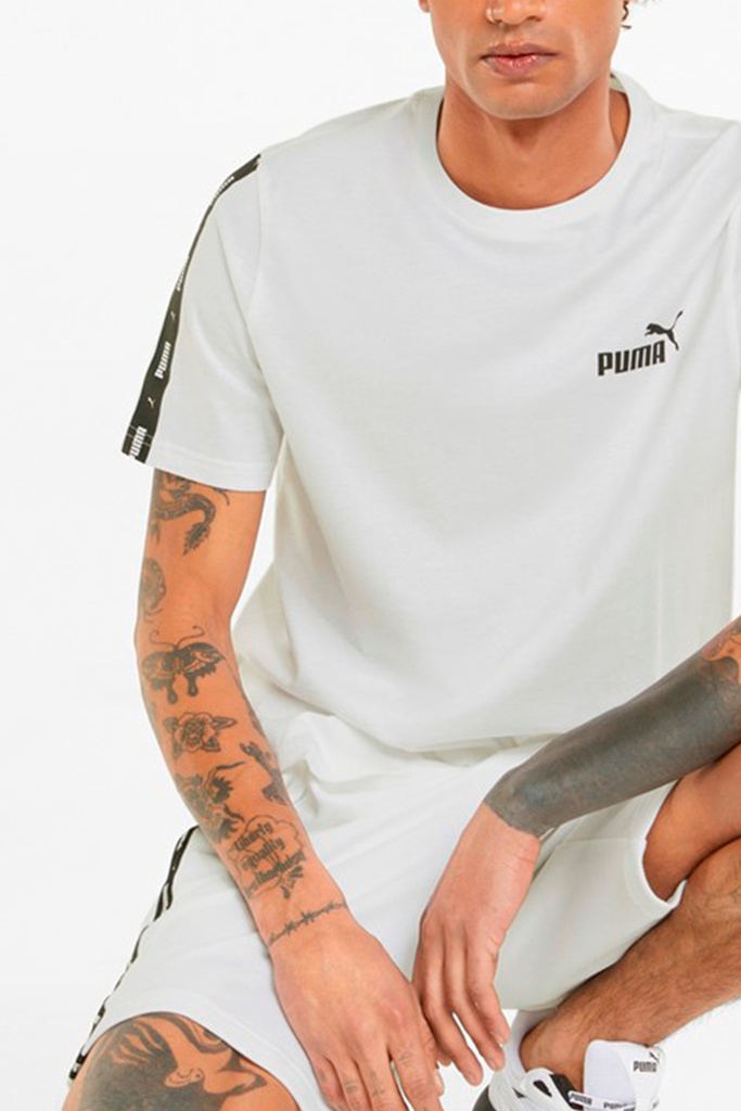 Puma 84738202 Camiseta de Hombre ESS+ Tape Tee White - 3