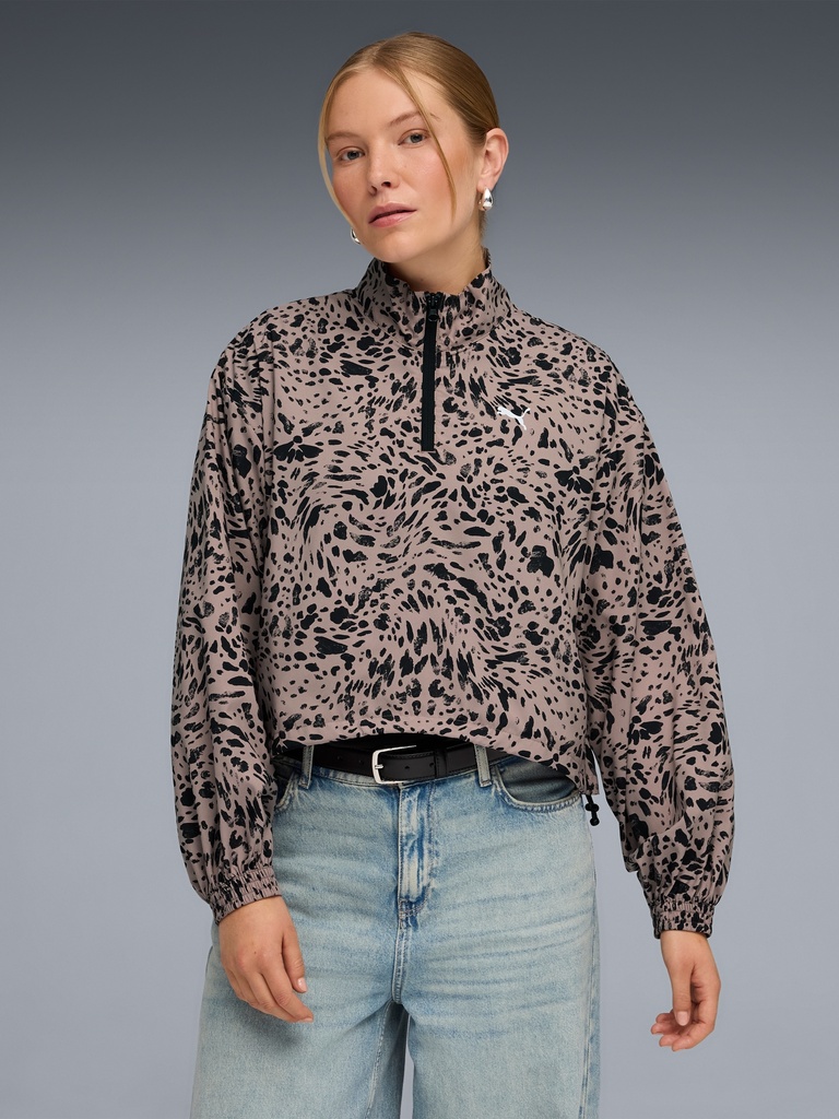 Puma 692465-88 Cortaviento de Mujer ESS  GRAPHIC Animal Relaxed AOP Woven Half-Zip - 1